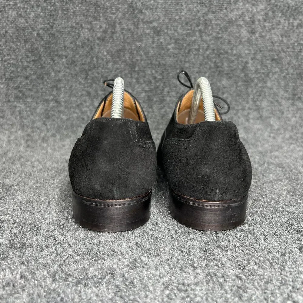 Salvatore Ferragamo Black Suede Oxfords Men's 9D Wing Tip Leather Dress Shoes‎